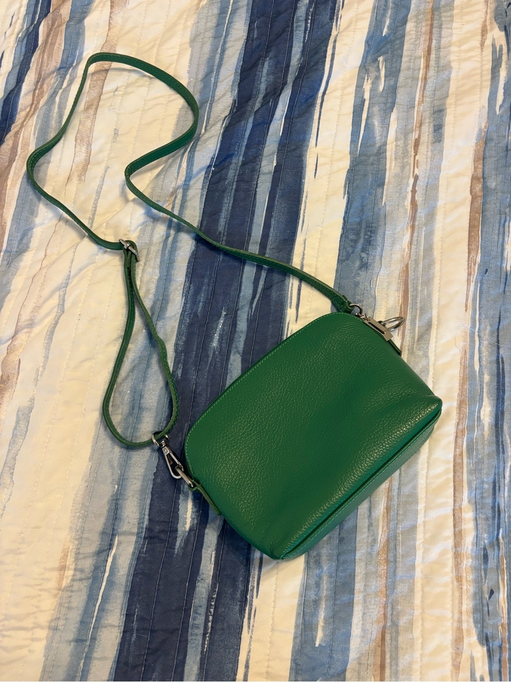Green Crossbody Leather Bag - Women's Shoulder Purse